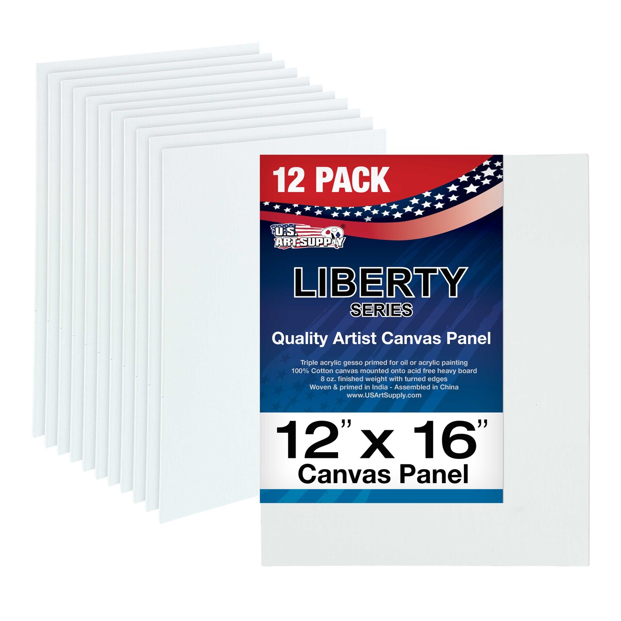 12 X 16 Inch Professional Art Canvas Board Panels 12 Pack - 8 Ounce Heavyweight Cotton Acid Free Canvases for Painting Acrylics and Watercolor (1 Case of 12 Single Canvas Painting Panels)